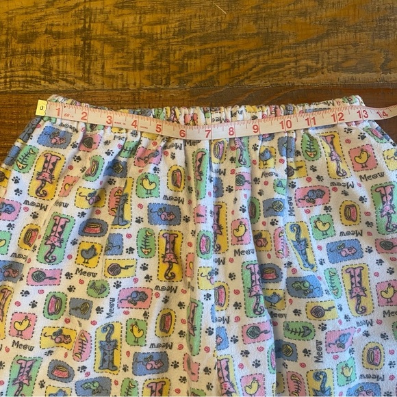 Vintage YIKES  kitty cat flannel sleepwear pajama set Medium - Picture 11 of 13
